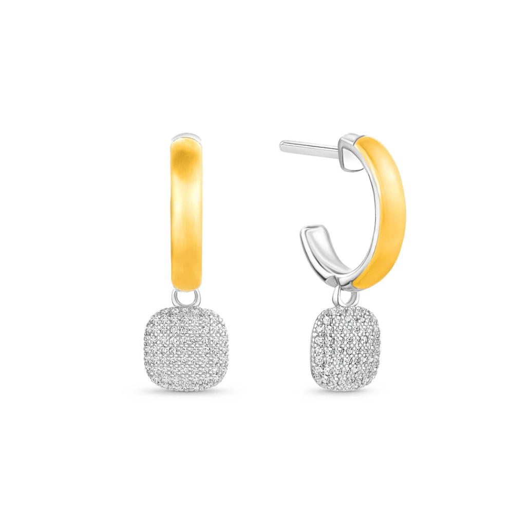 Brinco Argola Capri em Prata 925 e Ouro Amarelo 18k com Diamantes 0,62 ct