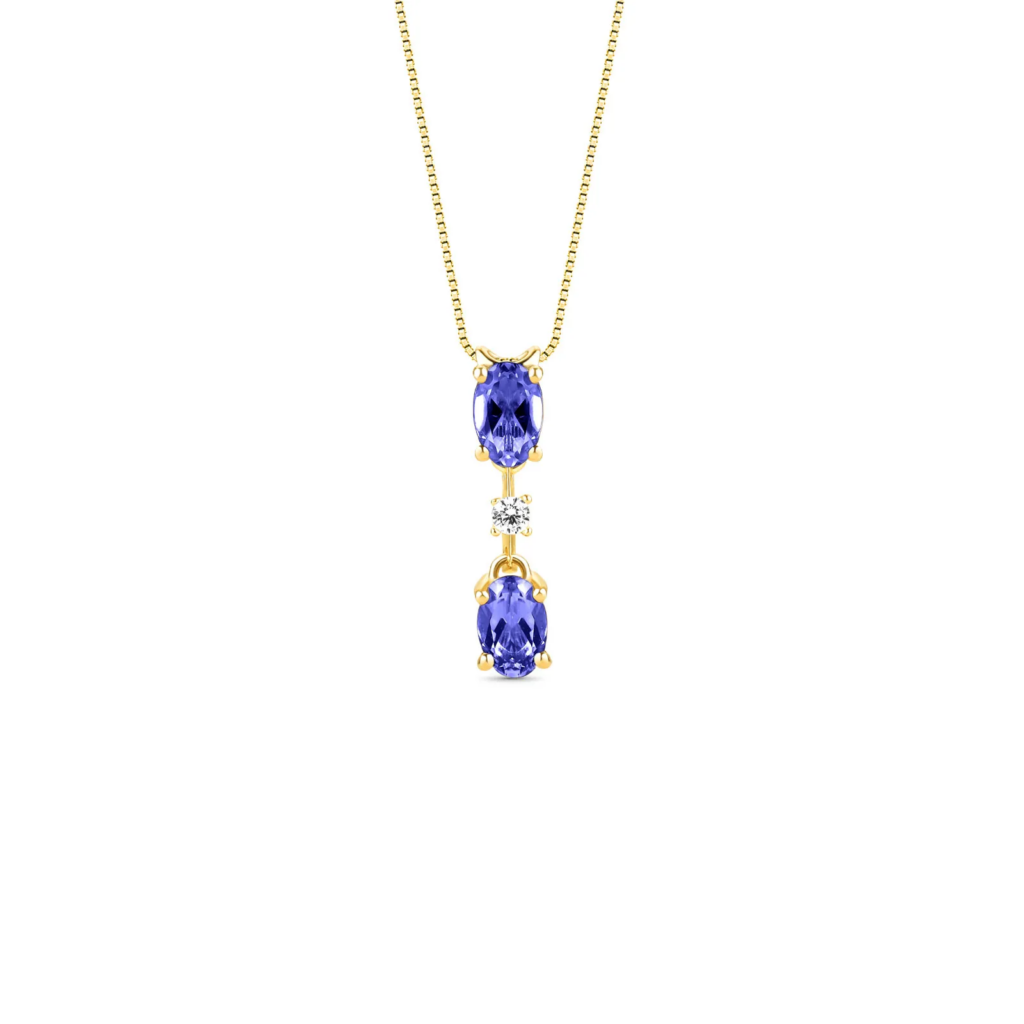 Pingente Duquesa em Ouro Amarelo 18k com Iolitas e Diamante 0,04 ct