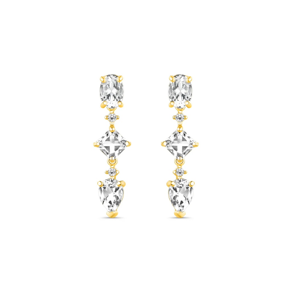 Brinco Florence em Ouro Amarelo 18k com Cristal e Diamante 0,10 ct
