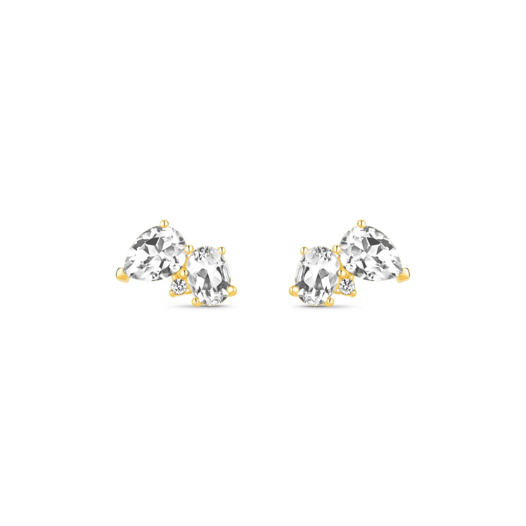 Brinco Florence em Ouro Amarelo 18k com Cristal e Diamante 0,05 ct
