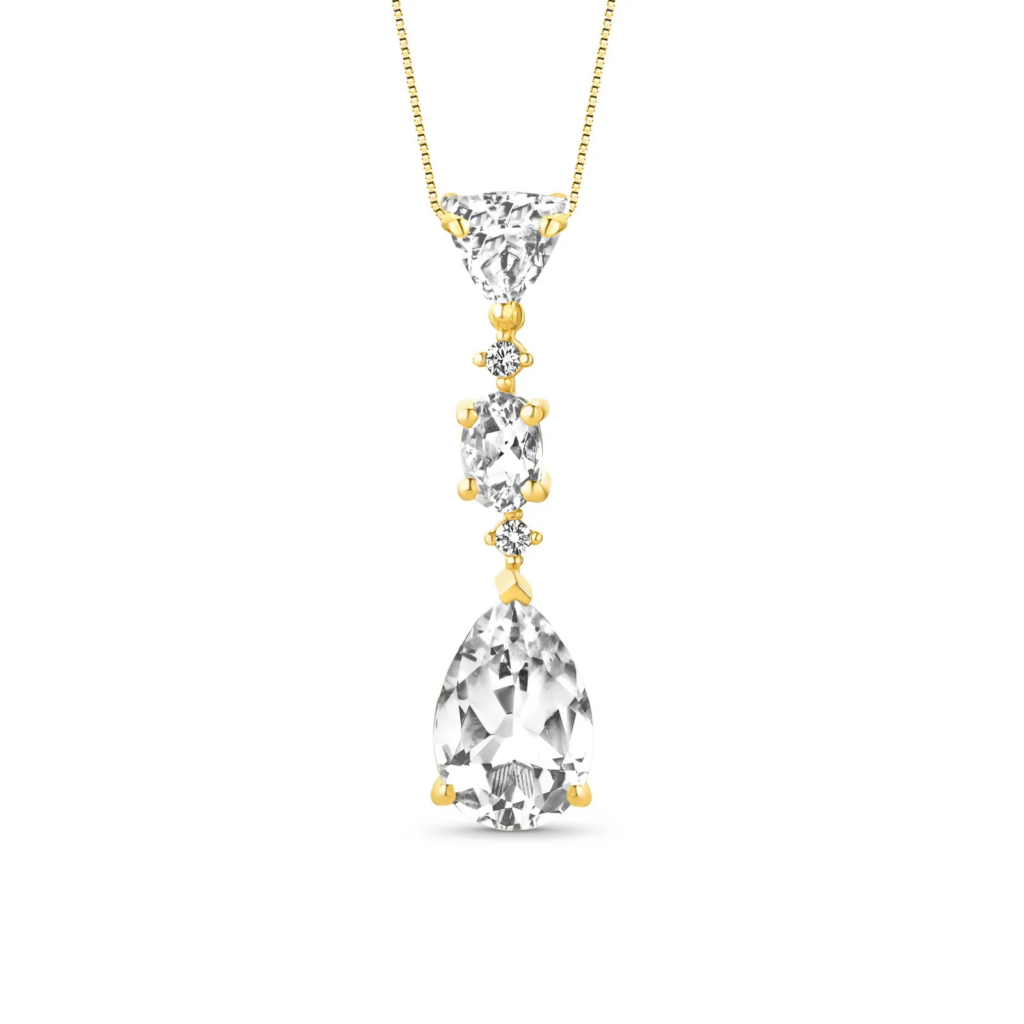 Pingente Florence em Ouro Amarelo 18k com Cristais e Diamantes 0,05 ct