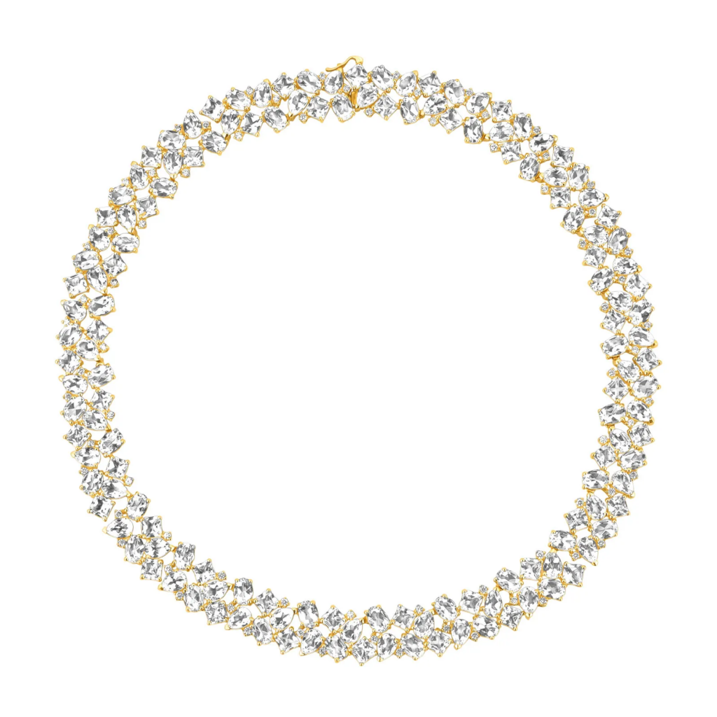 Colar Florence em Ouro Amarelo 18k com Cristais e Diamantes 1,87 ct, 40 cm
