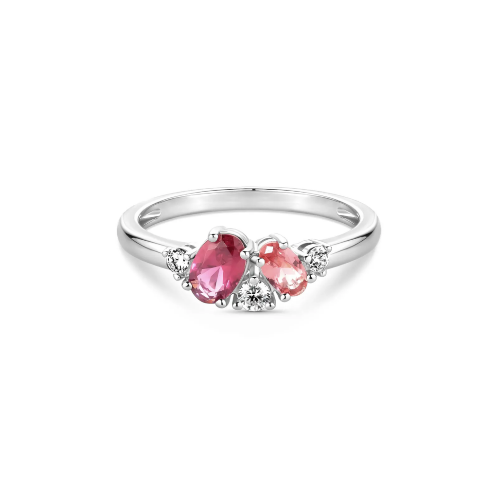 Anel Life Blossom em Prata 925 com Pedras Rosas e Incolores