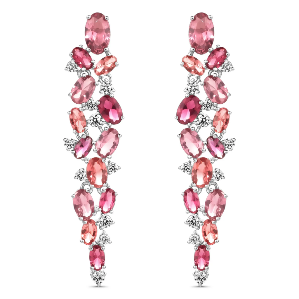 Brinco Life Blossom em Prata 925 com Pedras Rosas e Incolores